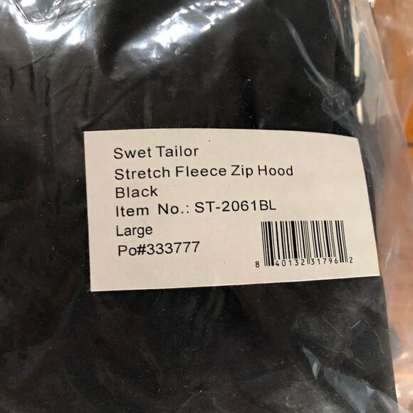 NWT Swet Tailor Stretch Fleece Zip Hooded Jacket Black - L - Picture 9 of 9